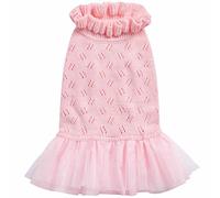 Blueberry Pet My Cutie Princess Pull pour chien avec col à volants et tulle à plusieurs couches Rose Longueur du dos 25,4 cm