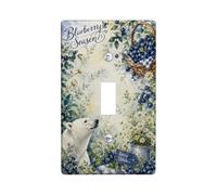 Blueberry Plaque de protection pour interrupteur simple, panier d'ours rustique en plastique bleu d'été, taille standard, décoration pour la maison, le salon, la chambre à coucher, la salle de bain