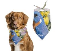 Bluebird and Flowers Bandanas pour chien - Écharpe mignonne pour chiens et chats - Bavoirs triangulaires doux et respirants pour animaux de compagnie - Accessoire de mode pour chiots de petite