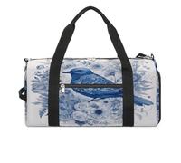 Bluebird and Flowers Sac de sport pour femme et homme avec compartiment à chaussures étanche Sac de voyage Sac de sport pour le sport, les gymnases, le yoga, Bluebird et fleurs, Taille unique