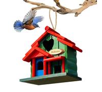 Bluebird House - Mignonnes maisons d'oiseaux bleues, abri en bois avec corde, nichoir pour oiseaux | pour rouge-gorge, moineau, hirondelle, canaris, pinson, extérieur, jardin, cour, porche, patio