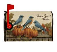 Bluebird Housse magnétique pour boîte aux lettres - Clôture rustique en citrouille - Protection pour boîte aux lettres - Orange automne - Pour décoration de jardin ou extérieur - 45,7 x 53,3 cm