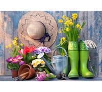 Bluebird Puzzle 1000 Pièces - Prêt pour Le Jardin, Composition Originale de Fleurs et Objets du Jardin - Puzzle Adulte - Fabriqué en France
