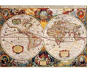 Bluebird Puzzle - Antique World Map, Puzzle 1000 Pièces - Carte du Monde Ancienne - Puzzle Adulte - Fabriqué en Europe