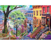 Bluebird Puzzle - Bigelow Illustrations, Spring Hills - Puzzle 1000 Pièces - Quartier en Pentes, de Style Victorien - Fabriqué en France