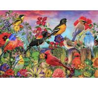 Bluebird Puzzle - Birds and Blooms Garden, Puzzle 1000 Pièces - Jardin aux Fleurs et aux Oiseaux Multicolores - Puzzle Adulte - Fabriqué en France