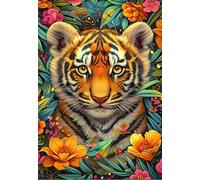 Bluebird Puzzle - Earth Babies, Puzzle 1000 Pièces - Bébé Tigre dans Un Écrin de Fleurs Exotiques - Puzzle Adulte - Fabriqué en France