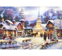 Bluebird Puzzle - Faith Runs Deep - Puzzle 1000 Pièces - La Place de l'Église d'un Village de Montagne sous la Neige - Puzzle Adulte - Fabriqué en France