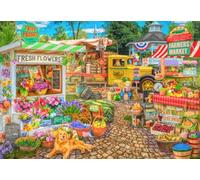 Bluebird Puzzle - Farmers Market Spring Summer Season, Puzzle 1000 Pièces - Le Marché des Producteurs, Fleurs et Produits de la Ferme - Puzzle Adulte - Fabriqué en France