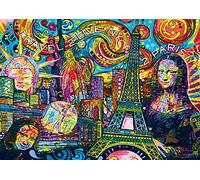 Bluebird Puzzle - Iconic Travel - Puzzle 1000 Pièces - Voyage Psychédélique Entre New York et Paris - Puzzle Adulte - Fabriqué en Europe