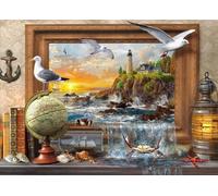 Bluebird Puzzle - Marine to Life - Puzzle 2000 Pièces - Trompe l'oeil, Paysage Maritime avec Animaux sortant du Tableau - Puzzle Adulte - Fabriqué en Europe