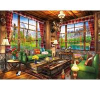 Bluebird Puzzle - Mount Cabin View, 1000 Pièces - Chalet de Montagne Traditionnel - Puzzle Adulte, Fabriqué en France