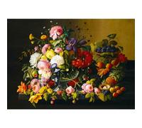 BLUEBIRD Puzzle Nature morte avec fleurs et fruits 1000 pièces