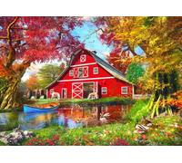 Bluebird Puzzle - Sunny Autumn at The Barn, Puzzle 1500 Pièces - Ferme Bucolique Traditionnelle, avec Rivière et Animaux - Puzzle Adulte, Fabriqué en France