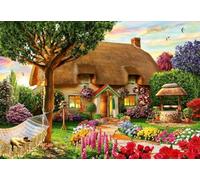 Bluebird Puzzle - Thatched Cottage, Puzzle 1000 Pièces - Chaumière Traditionnelle Un Soir d'Été - Puzzle Adulte, Fabriqué en France