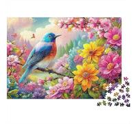 Bluebird sur la Branche de Fleur Puzzle De 1000 Pièces Colorful Birds Carton Recyclé, Jeu De Jeu d'esprit 52x38cm/1000pcs