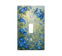 Bluebirds Plaque murale décorative pour interrupteur simple, gloires du matin, papillon et printemps, en plastique bleu, taille standard pour maison, salon, nouvel appartement (simple)