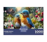 BluebirdsPuzzle 1000 Pièces Educa Jouet en Bois Jeu D'Intelligence Décoration Intérieure Fleurs Blanches Jeu Éducatif Challenge Toy Adultes & Enfants des 14 Ans 38x26cm/1000pcs