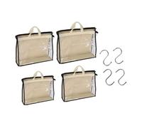 Bluebone 4 pièces Sac à Main Sacs à poussière Tissus Non tissés Transparent PVC étanche 4 Tailles Sac à Main Organisateur de Rangement avec Crochets en S