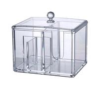 Bluebone Qtip Support pour tampons de Coton Distributeur 2 Fentes Stockage Anti-poussière Acrylique Coton-Tige Stockage avec Couvercle Transparent