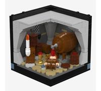 BlueBrixx BrickCube Cave à vin, 335 blocs de construction, diorama avec | 1 minifigure, moine avec calice, tonneau à vin avec robinet, fenêtre grillagée, à partir de 8 ans, 96 x 96 x 98 mm, 109944