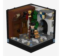 BlueBrixx BrickCube Gardien de nuit, 433 blocs de construction, diorama | 1 minifigure, lanterne et barde, taverne et arche, à partir de 8 ans, 96 x 96 x 98 mm, 109949