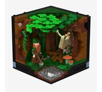 BlueBrixx BrickCube Jäger, 356 blocs de construction, diorama avec mini | 1 minifigure, chasseur avec arbalète, cerf, décor d'arbre avec champignons, à partir de 8 ans, 96 x 102 x 98 mm, 109952