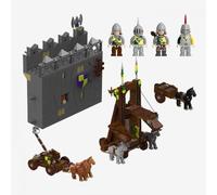 BlueBrixx Burg Bärenfels Machines de siège 1033 blocs de serrage Chevalier | Tour de siège et catapulte, élément de mur destructible, chevaux et figurines 325 x 384 x 254 mm, à partir de 10 ans, 108940