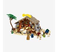 BlueBrixx Jeu de crèche de Noël, 1546 blocs de construction, 6 figurines | 6 minifigurines, modèles d'animaux, crèche, accessoires de scène de naissance, 334 x 273 x 182 mm, 109846