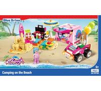 BlueBrixx Kids 107163 - Cerise : Camping sur la Plage en Briques de Serrage avec 206 éléments de Construction