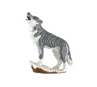BlueBrixx Wolf Diamond Blocks 2130 Blocs de construction à clipser Figurine | Petite échelle - Grades de terrain gris - Pose hurlante - Surface de neige - À partir de 14 ans - 185 x 130 x 250 mm - 108597