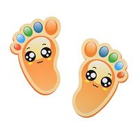 Bluecell Lot de 15 paires de stickers autocollants pour sol de chambre d'enfant ou de chambre d'enfant Motif dessin animé Orange