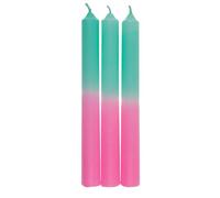 BLUECHOLON Bougie bâton dégradé de couleurs - Boîte cadeau de 3 bougies décoratives, bougie chandelier, bougie de table (20 x 2,5 cm) (Rose/Menthe)