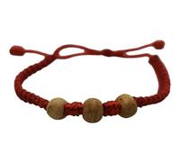 BLUECHOLON Bracelet nœud fil rouge avec boule Palo Santo, pierres. Bracelet Palo Santo Bois sacré, Talla única Ajustable, Corde, Pas de gemme