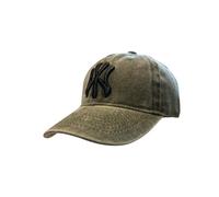 BLUECHOLON Casquette pour enfant avec broderie NY à 6 panneaux avec fermeture réglable. Avec trous d'aération brodés. Casquette pour enfants, filles et garçons entre 4 et 13 ans, Vert délavé, 30