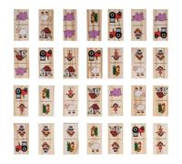 BLUECHOLON Dominos en bois pour enfants - Ferme avec animaux et tracteurs - 14,5 x 5 x 3 cm - Jeu éducatif