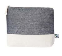 BLUECHOLON - Trousse de toilette 100 % coton 180 g/m² avec base en bitone, certifiée Fairtrade (commerce équitable). Trousse pour femme avec fermeture éclair. Trousse de maquillage de voyage, Noir ,