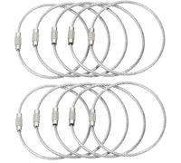 BlueCosto Câble porte-clés en fil (10 PK, 17 cm) - Boucles de fil en acier inoxydable de 2 mm d'épaisseur pour accrocher des étiquettes de bagages et organiser les clés