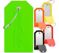 BlueCosto - Étiquettes de bagage - Grandes couleurs mélangées, paquet de 5 - Étiquettes de valise en PVC avec couvercle de confidentialité et boucles métalliques en acier inoxydable
