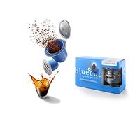 BLUECUP Capsules Rechargeables Nespresso, Dosettes Réutilisables Compatibles avec les Machines Nespresso (gamme Original), [2 capsules + 100 couvercles + 1 scelleur de capsules + 1 cuillère]