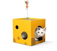 BlueDots Maison pour chat en carton de luxe à 2 étages avec 2 grattoirs | Maison de jeu d'intérieur ultime pour chat | Griffoir ondulé pour chats, petits animaux de compagnie - Idéal pour jouer, se