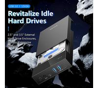 Blueendless 2.5/3. Boîtier de 5 HDD/SSD avec HUB USB3.0, support adaptateur de TYPE C vers SATA de 18 to, boîtier de disque dur gratuit avec alimentation 12V ada MR35T HUB US PLUG