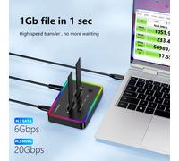 Blueendless clone hors ligne double protocole m.2 boîtier ssd Station d'accueil Ssd Type C 10Gbps pour boîtier SSD PCIe NVME ou sata 2 baies DB280SC EU plug