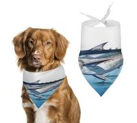 Bluefin Tuna Thunnus Bandana mignon en coton doux lavable au quotidien en été durable Triangle réversible Convient pour les chiens et chats de petite, moyenne et grande taille