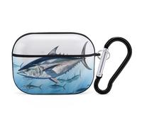 Bluefin Tuna Thunnus - Coque rigide antichoc pour homme et femme, compatible avec coque Airpod Pro 2e/1ère génération, avec porte-clés - Noir