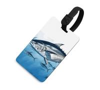 Bluefin Tuna Thunnus Étiquette de bagage avec nom carte d'identité en cuir étanche Accessoires de voyage pour adultes femmes hommes