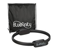 Bluefinity Anneau Pilates, avec Exercices, Double poignée, rembourré, Cercle Yoga, Fibre de Verre, Ø 37 cm, Sport, Noir