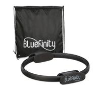 Bluefinity Anneau Pilates, avec Exercices, Double poignée, rembourré, Cercle Yoga, Fibre de Verre, Ø 37 cm, Sport, Noir