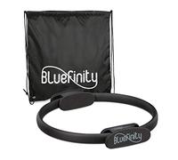 Bluefinity Lot de 10 anneaux de Pilates avec exercices - Double poignée rembourrée - Pour yoga, fibre de verre - Diamètre : 37 cm - Noir