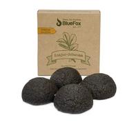 BlueFox Konjac Lot de 1 éponge au charbon actif de bambou pour le visage pour peaux impures et mixtes, soin du visage, maquillage, éponge faciale bio, exfoliant la peau, pores purs, noir (1)